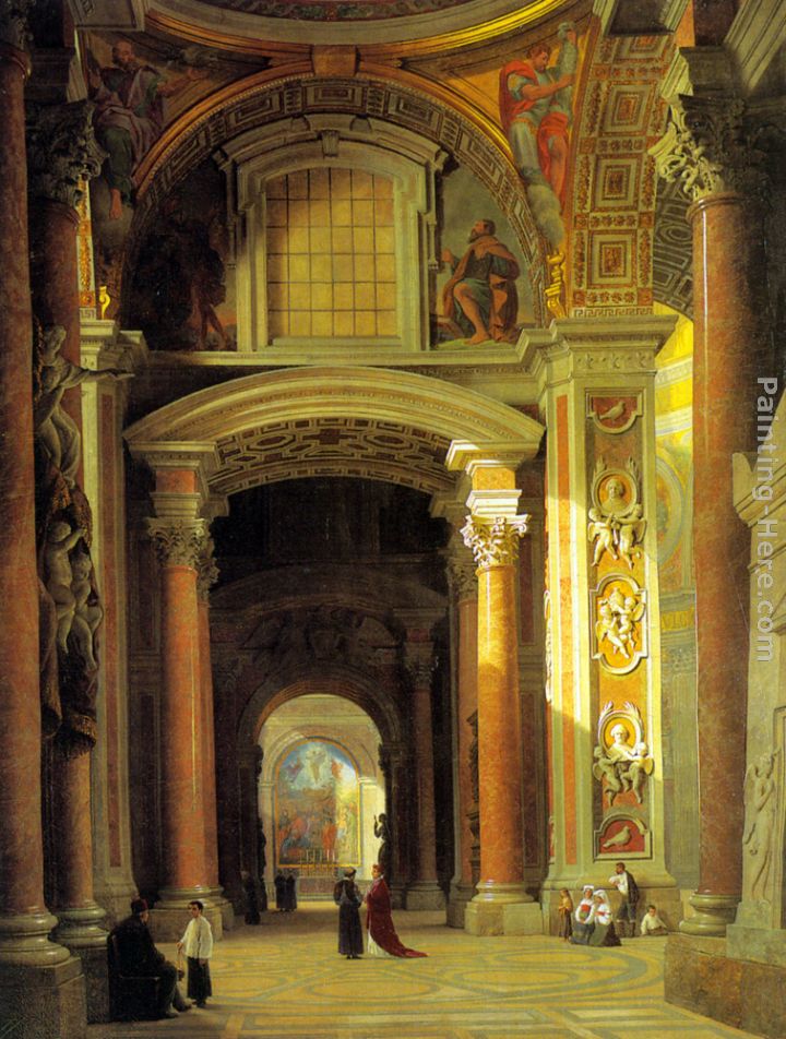 Interior of St. Peters, Rome painting - Heinrich Hansen Interior of St. Peters, Rome art painting